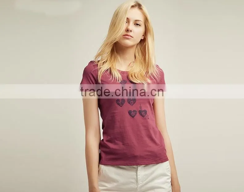 2017 new collection custom fashion t-shirt summer woman sports printing cotton t-shirt