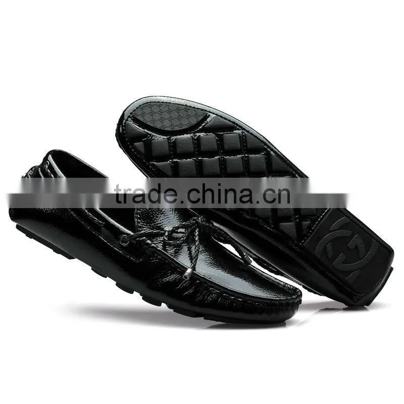 high quality adults glazed leather shoes sample for male, men casual shoes putent leather made in jinjiang factory