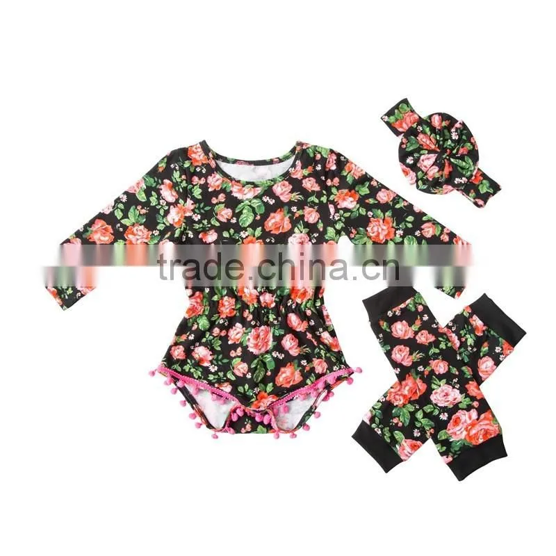 2017 New arrival baby girl floral printed 100%cotton romper