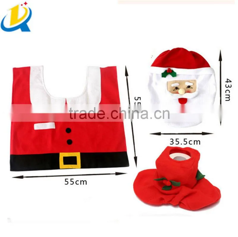 Hot sale cute christmas closestool decoration Santa toilet seat cover