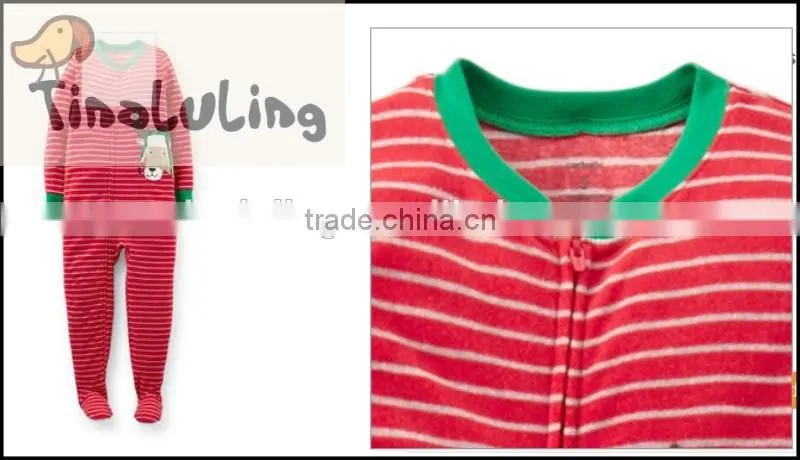 TinaLuLing 100% cotton Unisex Red Winter One piece Sleepwear Kids Footed Pajamas