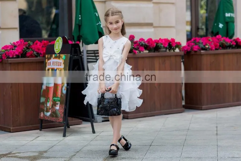 sleeveless Net fabric ball grown dress for baby girl summer dress