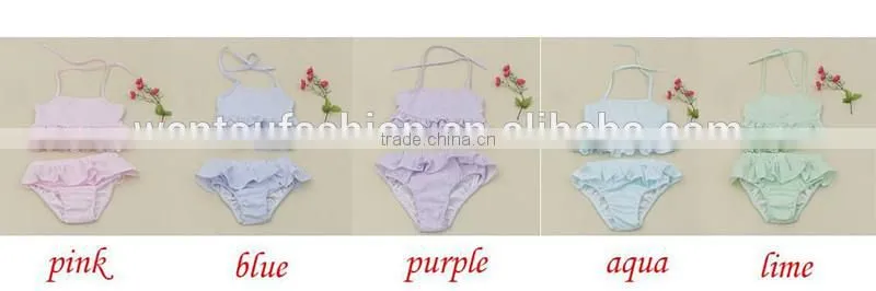 Girls One Piece Ruffle Toddler kid Seersucker Swimsuit
