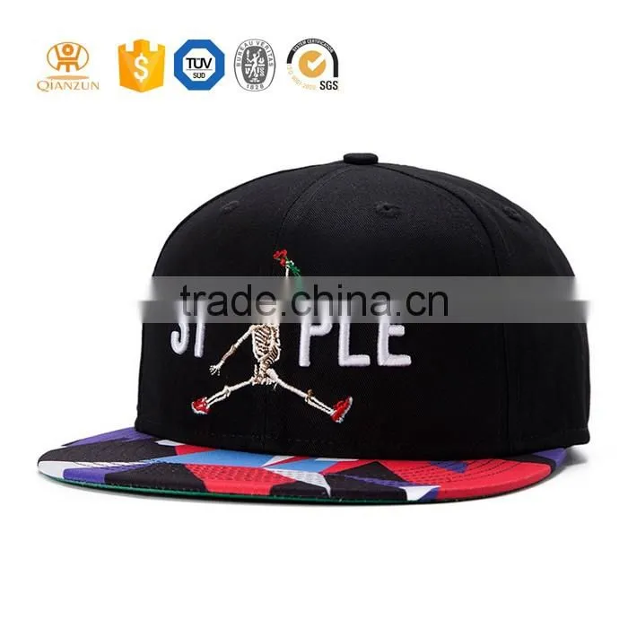 Custom wholesale 3D embroidery patch pattern customize hip hop snapback caps and hats