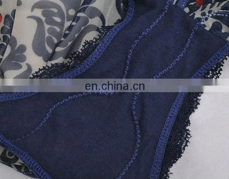 HOT Sale Flower Design Transparent Style Young Lady Boyshort Lace Panties