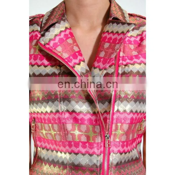 Pink Metallic Patterned Jacket/womens new jacket/clothing supplier china/wholesale lastest apparel model-cp356