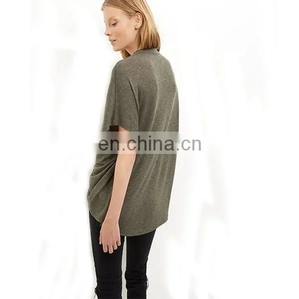 China Suppliers Wholesale Women Plus Size T shirt Choker neckline Plain t-shirts