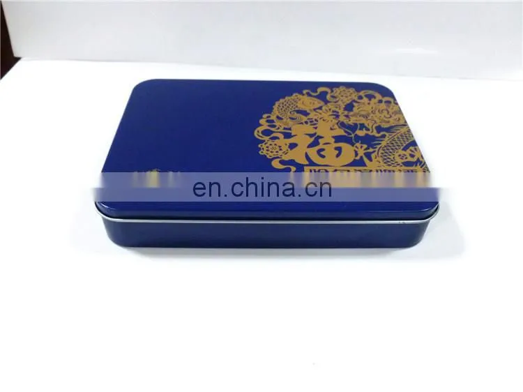 Flat rectangualr cake/biscuit gift packaging metal tin box container