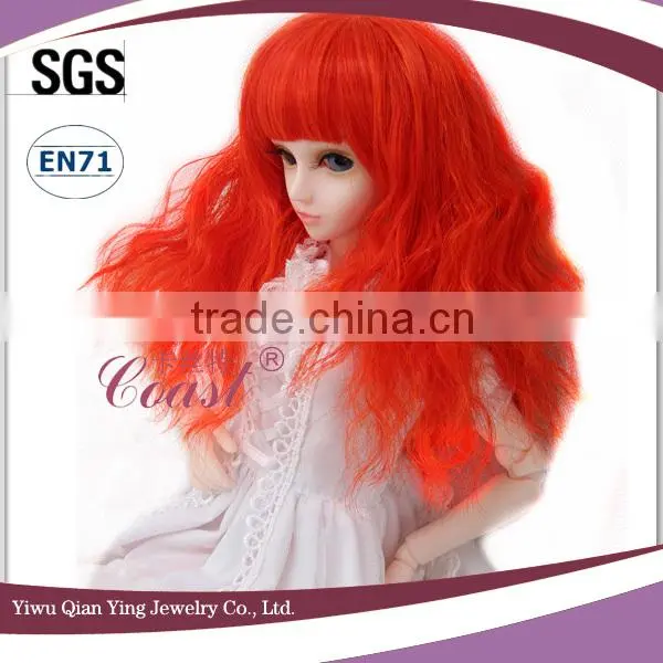 hot sale nice orange synthetic doll shaggy BJD hair wig