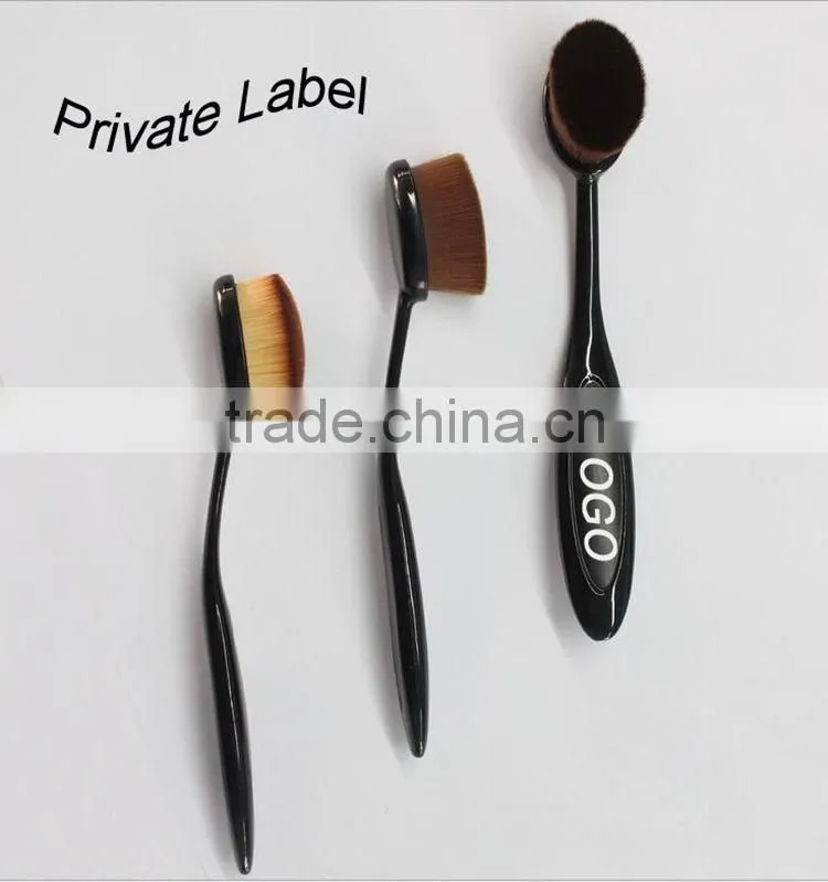 Tooth Shape Powder Foundation Brush/Oval Makeup brushes with Rubber handle/Metal make up Brush