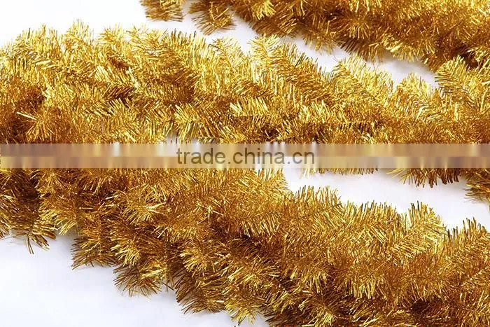 Wholesale 270cm golden color christmas tinsel garland