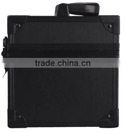 High quality black Aluminum makeup artist vanity case, cosmetic jewelry storage box, beauty box makeup vanity case bag