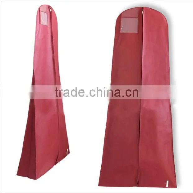Burgundy color wedding dress cover