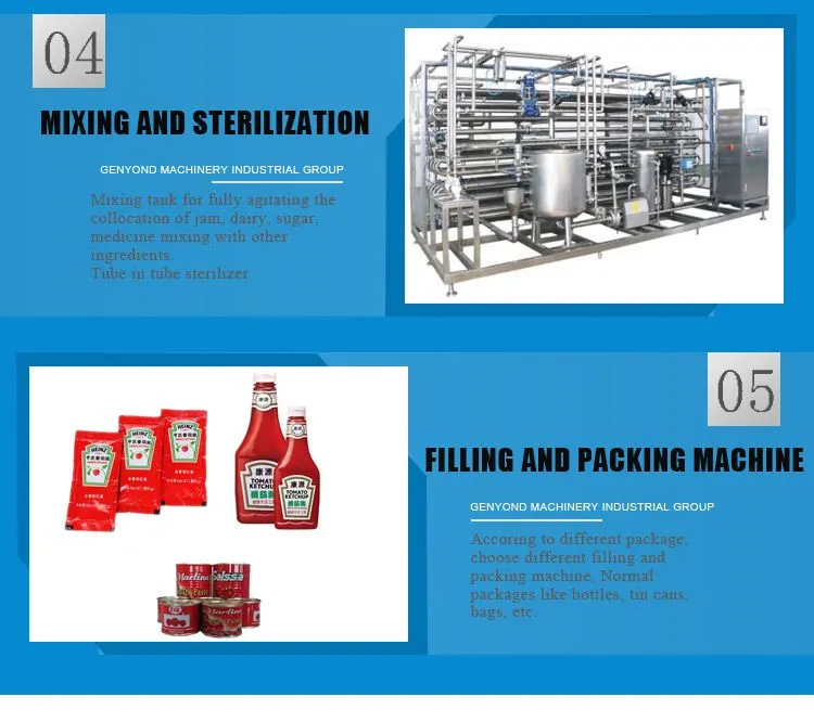 Factory Genyond Tomato Sauce Paste Ketchup Pulp Extraction Pulping Making Machine Fruit Jam Production Plant Processing Line