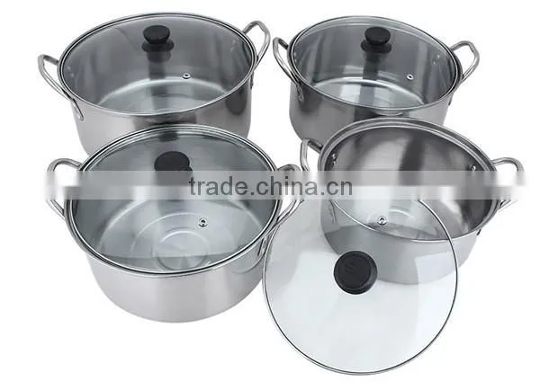 Hot Sale 8 Pcs Stainless steel aluminum non-stick soup pot / induction stock pot set