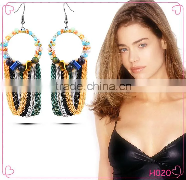 Wholesale Women Luxury Bead Tassel Earring Multicolor Beads Earring