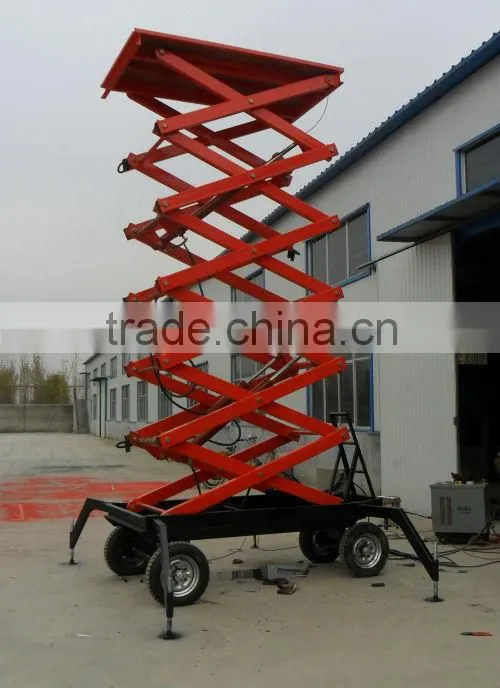 four wheels mobile /battery powered /outdoor scissor lift platform