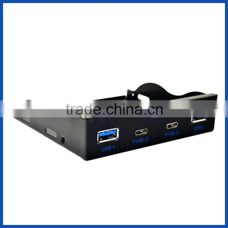 3.5" Expansion Floppy Bay Front Panel 2 USB 3.0 + Type C + HD Audio Ports Hub