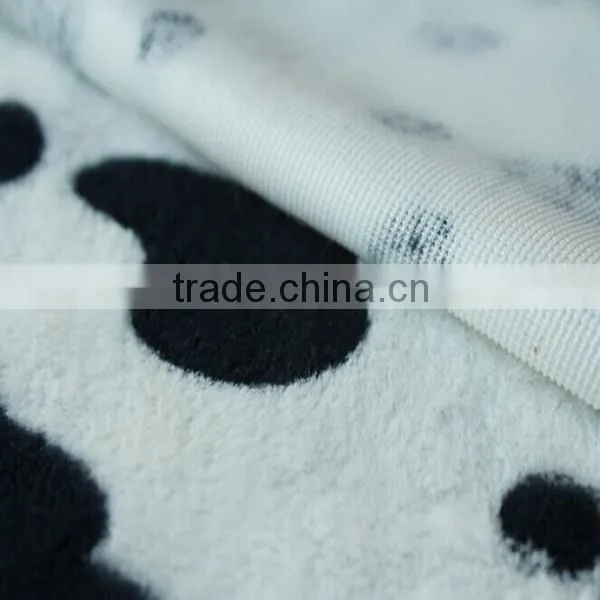 Cow printed soft textile pv plush fabric