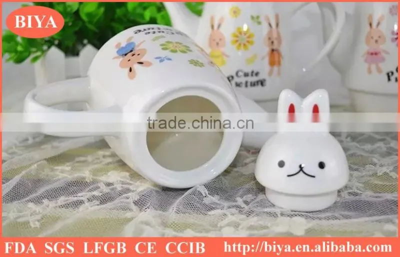 moroccan tea pot Customized plain white ceramic porcelain tea pot & kettle for two cup and saucer rabit