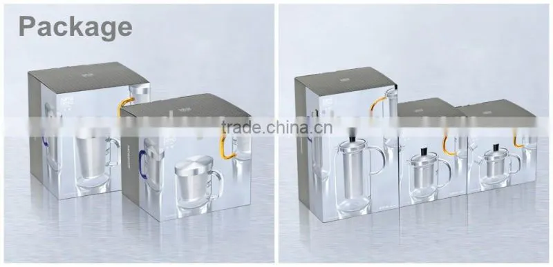 New Design! High Borosilicate Glass Teacups/Mugs with Stainless Steel Infuser/Strainer/Filter