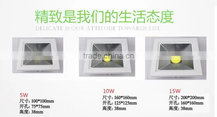 COB Led Panel Light 5W 10W 15W Square Glass LED Ceiling Lamp LED Downlights