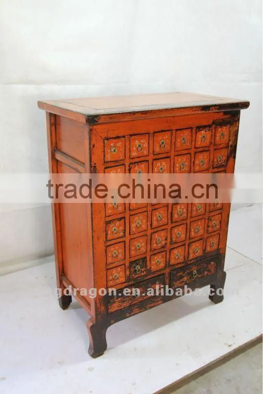 Chinese antique furniture pine wood orange Medicine cabinet
