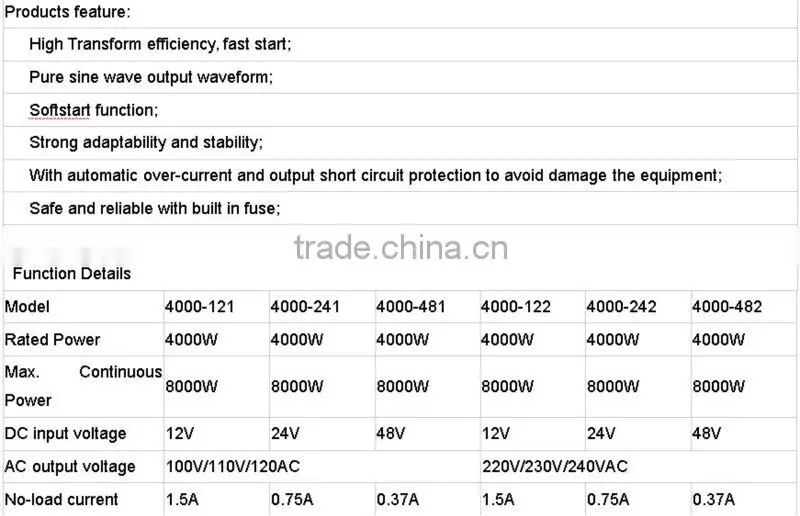 power star inverter 1000w 2000w 3000w 4000w 5000w 6000w