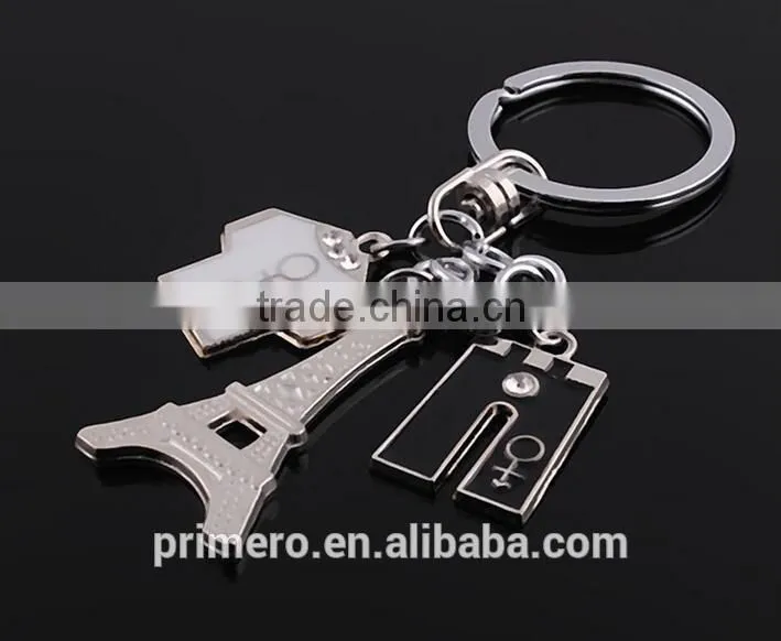 Wholesale Alloy String Clothes & Pants Pattern Eiffel Tower T-shirt Keychain