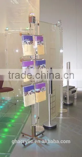 High quality acrylic magazine display rack ,hot sale acrylic display stand