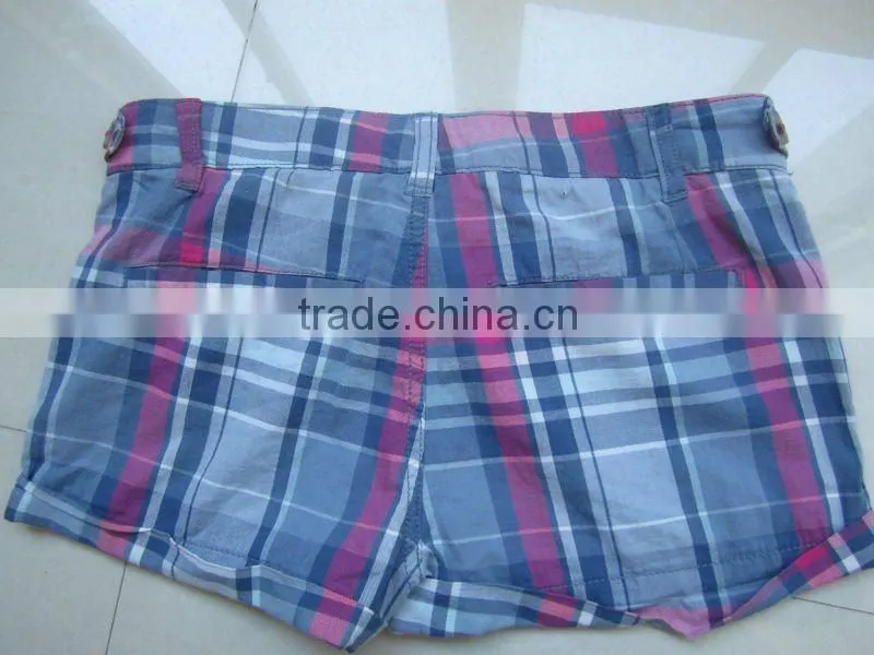 2012 new fashion ladies casual plaid cotton hot shorts