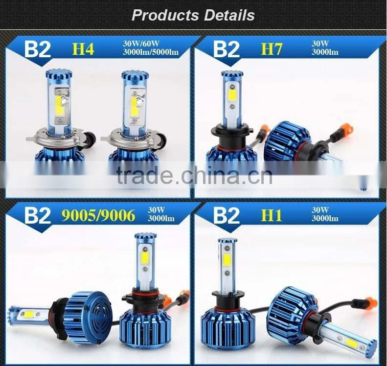 WEIKEN B2 60W COB 9006 led headlight, car h4 led headlight bulbs