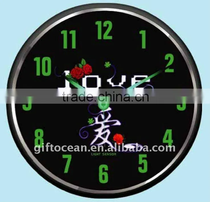 12" Smart light metal silence wall clock