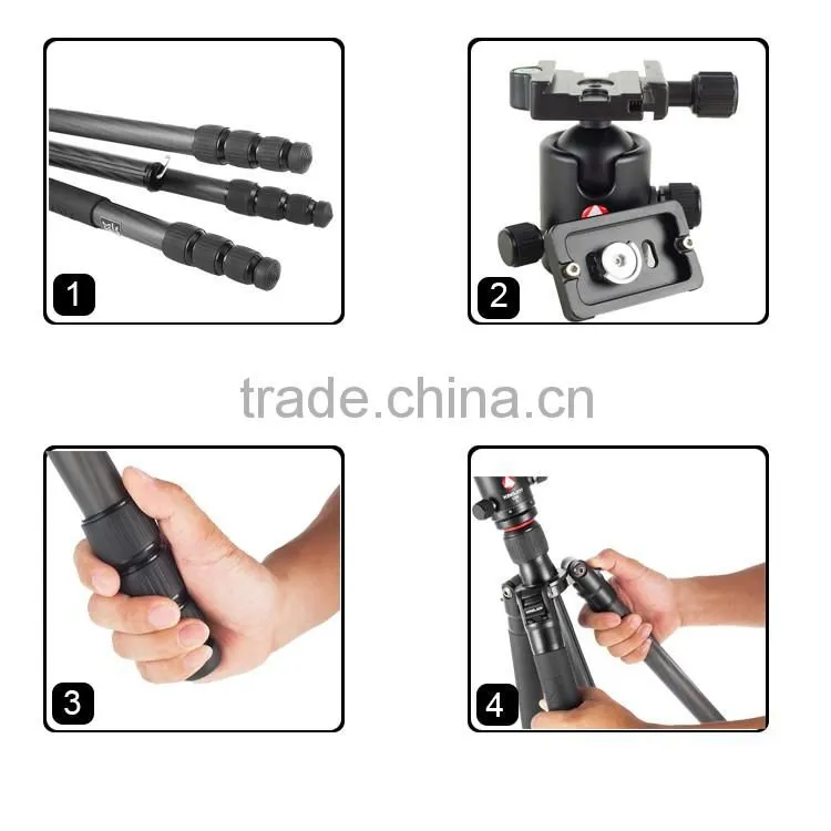 Kingjoy adjustable photo carbon fiber tripod stand M2208+Q20