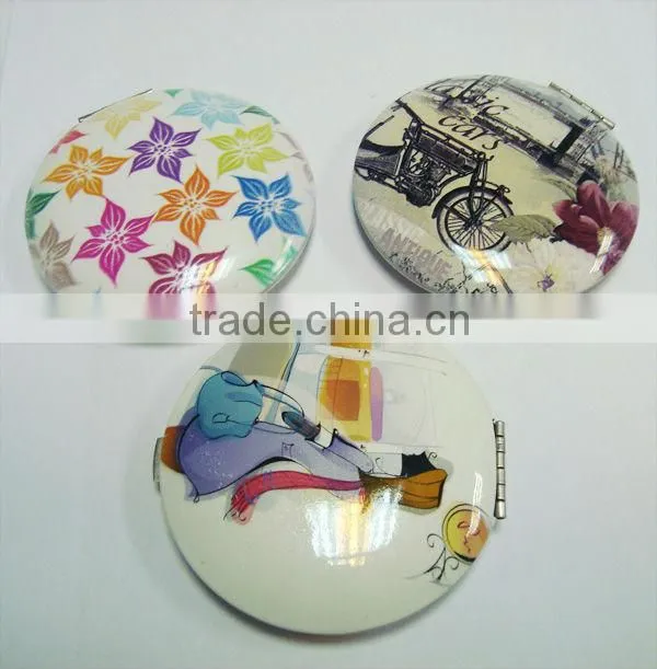 Aluminum Metal Conpact Mirror Printed Real Glass Cosmetic mirror for promotion