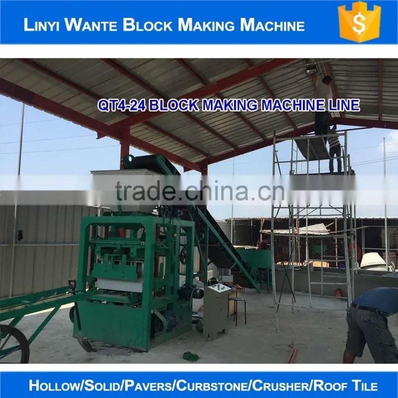 WANTE BRAND QT4-24 Block making machine assembled deivering to customer make more money
