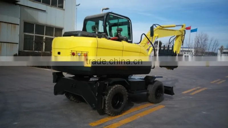 8T ZE908W mini wheel excavator with Chinese engine for sale