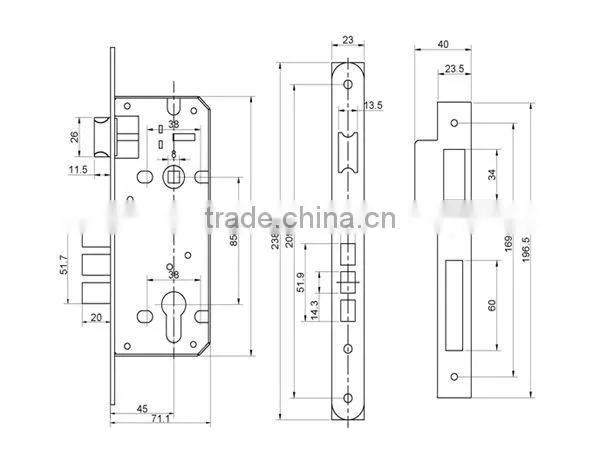 Metal door lock set