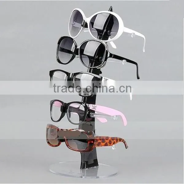 Professional manufacture Fashion Wooden floor standing Fashion Clear Acrylic Sunglasses Display Racks