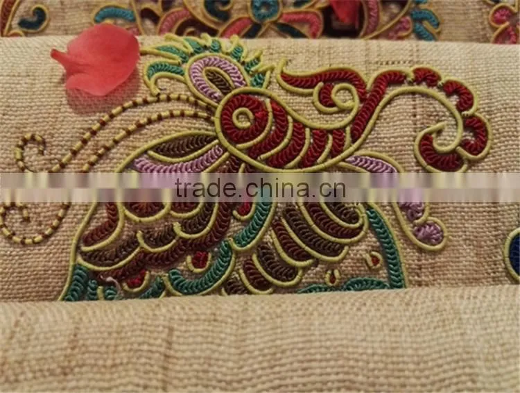Ramie Fabric combined with horsetail-based embroidery Woman Wallet