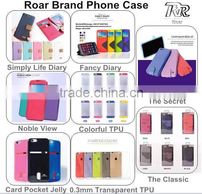 Brand Name Phone Case Wallet Case For Samsung Galaxy S6,Roar Korea Style For Samsung Galaxy S6 Secret Case