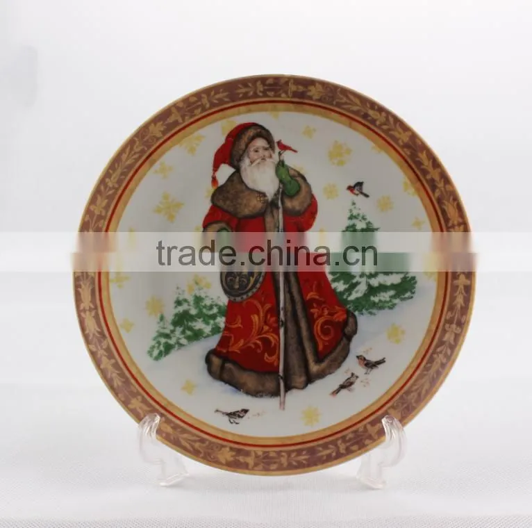 Christmas plate white porcelain dinner plate ceramic dishes wholesale