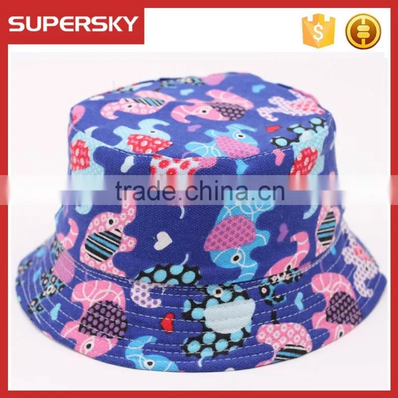 A-1417 fashion baby print bucket sun hat children summer sun beach cap cute kids bucket hat
