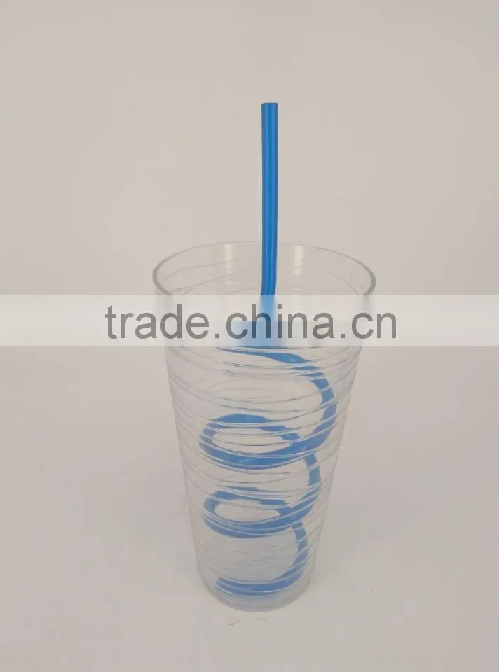 water Bottle with single wall 20oz with straw