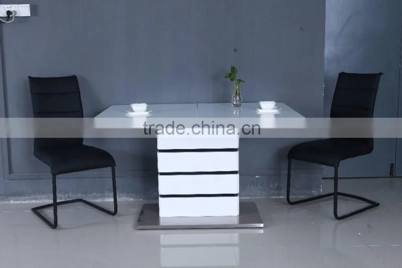 White high gloss wooden dining table designs