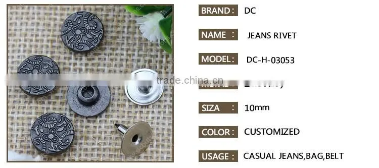 Horn Design Metal Rivets,Denim Metal Decorative Rivets for Garment