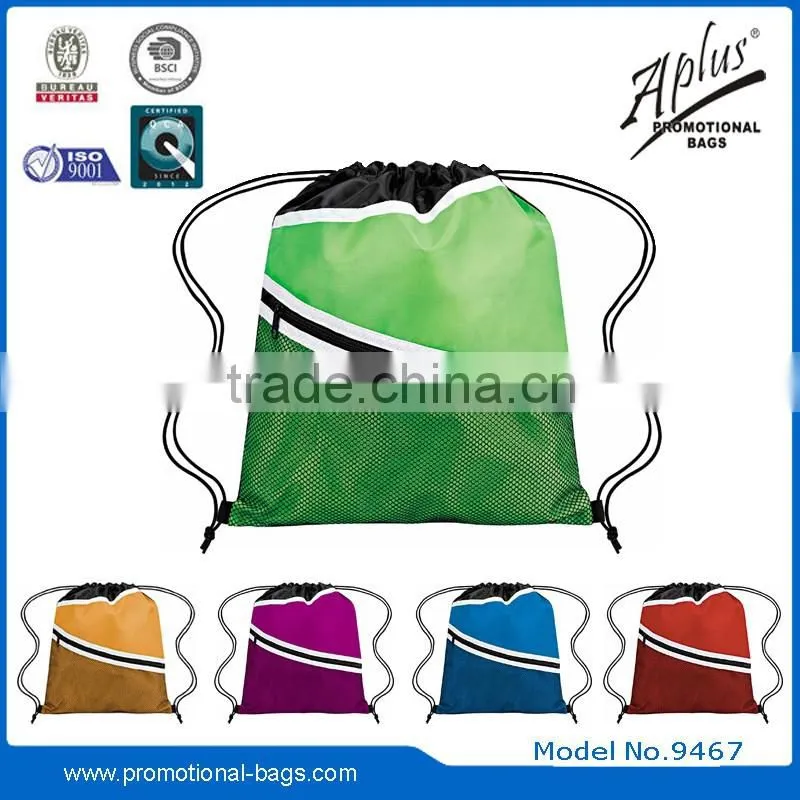 alibaba website cheap promotional drawstring gift mesh zipper bag