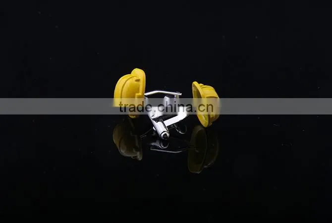 Yellow Enamel Cufflink,Yellow Cap Cufflink,Funny Cufflink