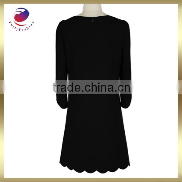 neck design of dress for ladies long sleeve black beaded dress
