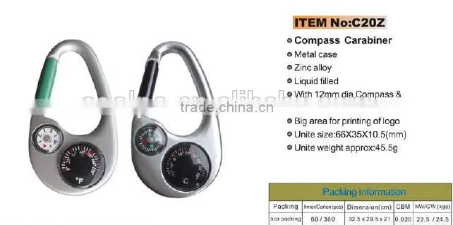 Camping Carabiner with Compass for outdoors
